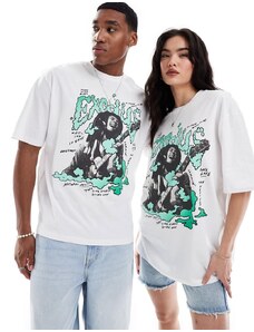 ASOS DESIGN - T-shirt unisex bianca oversize con stampa di Bob Marley su licenza-Bianco