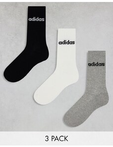 adidas Originals - Confezione da 3 paia di calzini a metà polpaccio bianchi, grigi e neri-Multicolore