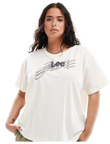 Lee Plus - T-shirt écru con logo vistoso-Bianco