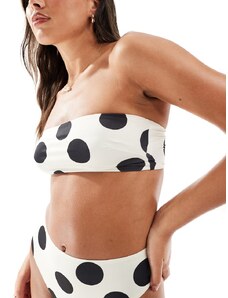 ASOS DESIGN - Cindy - Top bikini a fascia con stampa a pois monocromatica-Multicolore