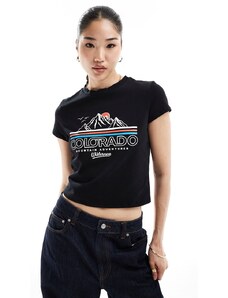 ASOS DESIGN - T-shirt mini nera con stampa “Colorado”-Nero