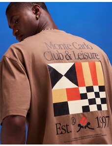 ASOS DESIGN - T-shirt oversize marrone con stampa "Leisure Club" sul retro