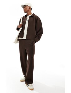 ASOS DESIGN - Camicia giacca in tessuto scuba marrone con bottoni