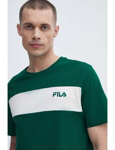 Fila t-shirt in cotone Lankaran uomo colore verde con applicazione FAM0680