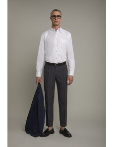 Doppelganger Camicia classica uomo collo button down tessuto Oxford rigato ultra leggero tinta unita comfort fit