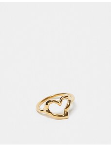 ASOS Curve ASOS DESIGN Curve - Anello in acciaio inossidabile waterproof dorato a forma di cuore colato-Oro
