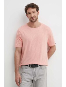 Tommy Hilfiger maglietta con aggiunta di lino colore rosa