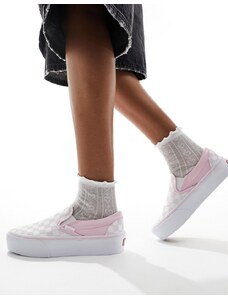 Vans Classic - Sneakers senza lacci con plateau rosa e bianche