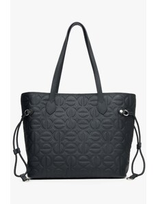 Women's Black Leather Shopper Bag Estro ER00115045
