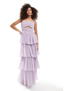 Anaya - Vestito lungo a balze color lavanda con cut-out-Viola