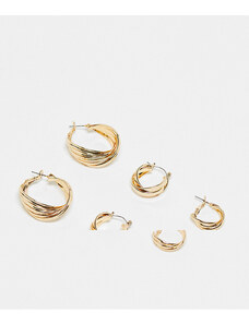 ALDO - Confezione da 3 paia di orecchini a cerchio triplo dorati-Oro