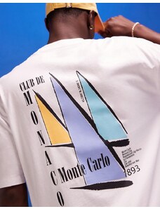 ASOS DESIGN - T-shirt oversize bianca con stampa "Yacht" sul retro-Bianco