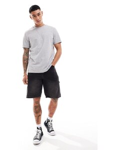 ASOS DESIGN - T-shirt con risvolto sulle maniche grigio chiaro