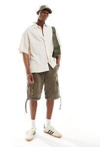 Jack & Jones - Camicia super oversize in lino beige con bottoni-Neutro