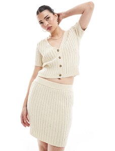 Vero Moda - Aware - Minigonna in maglia leggera crema in coordinato-Bianco