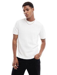 River Island - T-shirt bianca in maglia-Bianco
