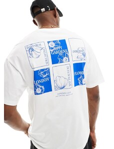 Jack & Jones - T-shirt oversize bianca con stampa "City Garden" sul retro-Bianco