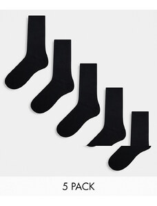 Jack & Jones - Confezione da 5 paia di calzini da tennis neri-Nero
