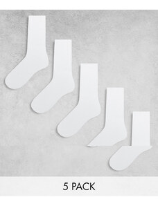 Jack & Jones - Confezione da 5 calzini da tennis bianchi-Bianco