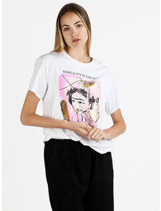 Agape T-shirt Donna Oversize Con Stampa Disegno Manica Corta Rosa Taglia Unica