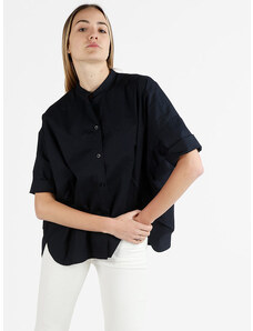 Wendy Trendy Camicia Donna Oversize Con Colletto Alla Coreana Blu Taglia Unica