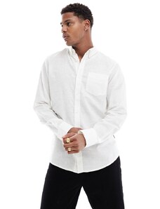 French Connection - Camicia elegante a maniche lunghe bianca in lino-Bianco