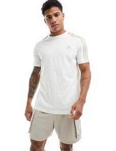 adidas performance adidas Training - T-shirt con tre strisce bianco sporco