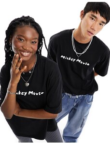 ASOS DESIGN - T-shirt unisex oversize nera con stampa Disney di Topolino su licenza-Nero