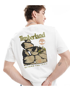 Timberland - T-shirt oversize bianca con stampa grande di rocce sul retro-Neutro