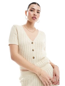 Vero Moda - Aware - Cardigan in maglia leggera crema in coordinato-Bianco