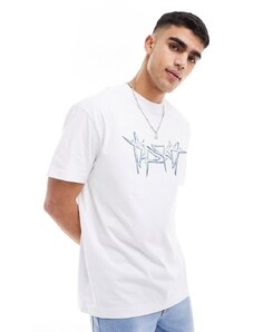 Weekday - T-shirt oversize bianca con stampa grafica-Bianco
