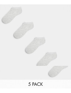 Jack & Jones - Confezione da 5 paia di calzini sportivi grigio chiaro mélange