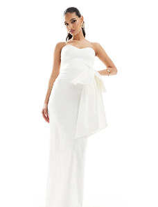 Esclusiva Vesper - Vestito lungo bianco a fascia con fiocco oversize