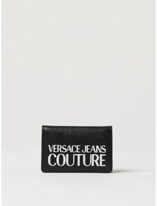 Portacarte di credito Versace Jeans Couture in pelle saffiano con logo