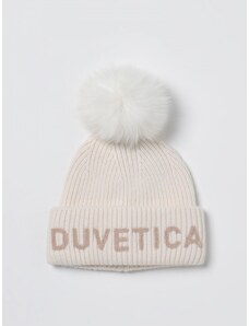 Cappello Duvetica in lana a coste con pompon e logo applicato