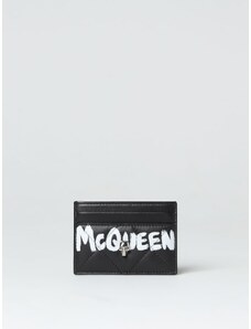 Portacarte di credito Skull Graffiti Alexander McQueen in nappa trapuntata