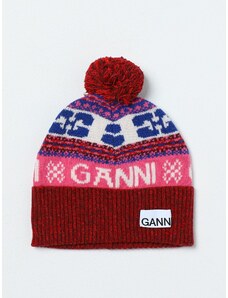 Cappello Ganni in misto lana riciclata con logo jacquard