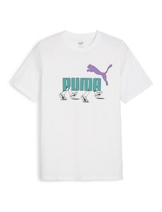 T-shirt bianca da uomo con logo azzurro e lilla Puma Graphics