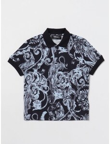 Young Versace Polo Baroque Versace Young in piquet stampato