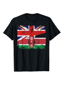 Proud Kenya United Kingdom UK Heritage Vintage Bandiere del Regno Unito del Kenya | Mezze radici britanniche del Kenya Maglietta