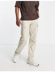 Topman - Pantaloni cargo ampi in cotone e ripstop color pietra-Neutro