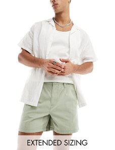 ASOS DESIGN - Pantaloncini chino a pieghe verde salvia taglio corto