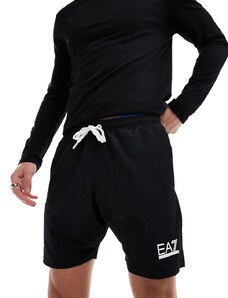 Armani - EA7 - Pantaloncini neri con logo-Nero