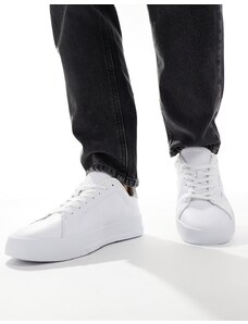 Tommy Hilfiger - Sneakers stile tennis in pelle bianche/bianche-Bianco