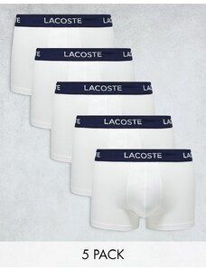Lacoste - Confezione da 5 paia di boxer aderenti bianchi-Bianco