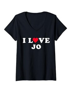 I Love Jo Shirt For Girlfriend Boyfriend Donna I Love Jo Matching Girlfriend & Fidanzato Jo Name Maglietta con Collo a V