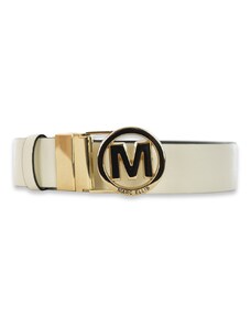 MARC ELLIS - Cintura reversibile in vera pelle con fibbia monogramma - Colore: Bianco,Taglia: 90