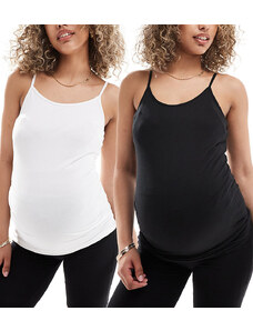 ONLY Maternity - Confezione da 2 top nero e bianco