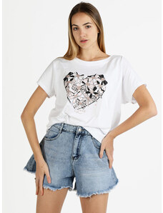 Solada T-shirt Donna Oversize Con Stampa Cuore Manica Corta Rosa Taglia Unica