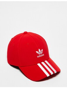 adidas Originals - Cappellino rosso con 3 strisce